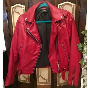 Zara Red Motorcycle Jacket